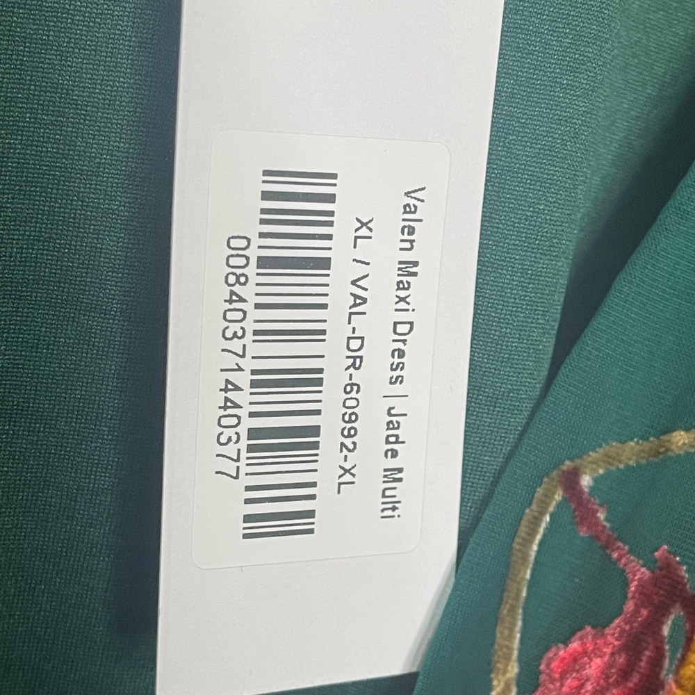 Baltic Born Valen Maxi Dress XL Jade Multi Floral Burnout Velvet Flutter Sleeve - Picture 10 of 12